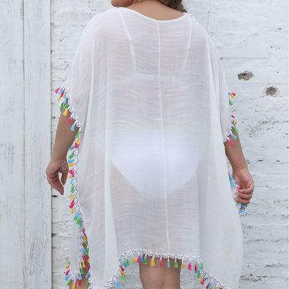 Robe de plage brodée à franges pour femmes Chic und Stil