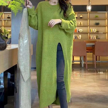 Robe en tricot élégante pour femmes avec fente latérale et coupe généreuse Chic und Stil