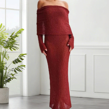 Robe maxi off-shoulder pour dames avec une structure élégante Chic und Stil