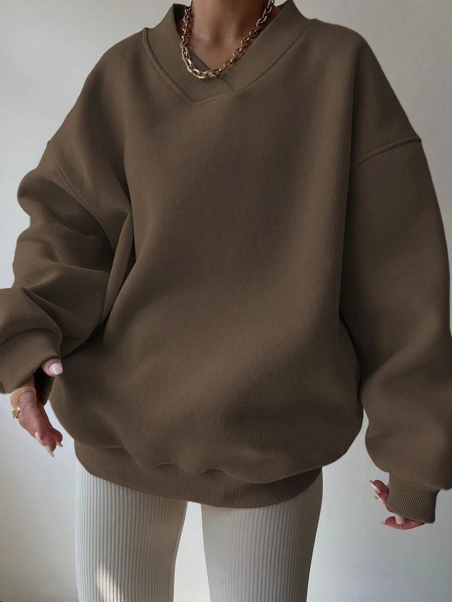Femmes pull surdimensionné à col en V Chic und Stil
