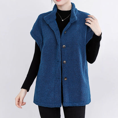 Dames Gilet Douillet avec Boutons et Col Montant Chic und Stil