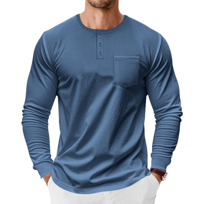 Chemise Henley à manches longues pour hommes avec coupe à la mode et poche poitrine pratique Chic und Stil