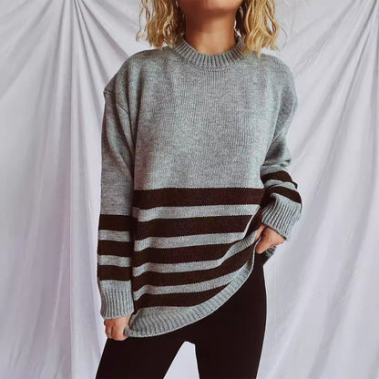 Pull oversized décontracté pour femmes avec motif rayé moderne Chic und Stil