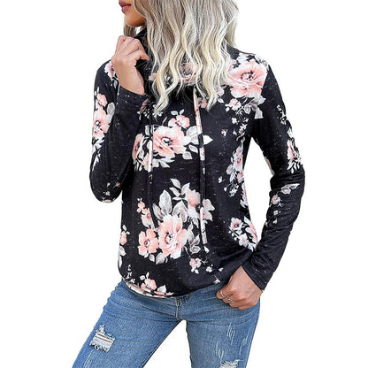 Pull décontracté pour femmes avec motif floral et col montant Chic und Stil
