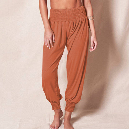 Casual harem pants for women with elastic waistband and side pockets.