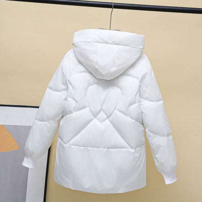 Dames doudoune d'hiver matelassée avec capuche et détails en forme de cœur Chic und Stil