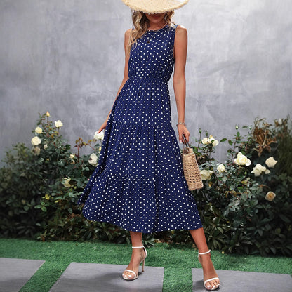 Robe maxi femme avec des pois et des détails volants Chic und Stil