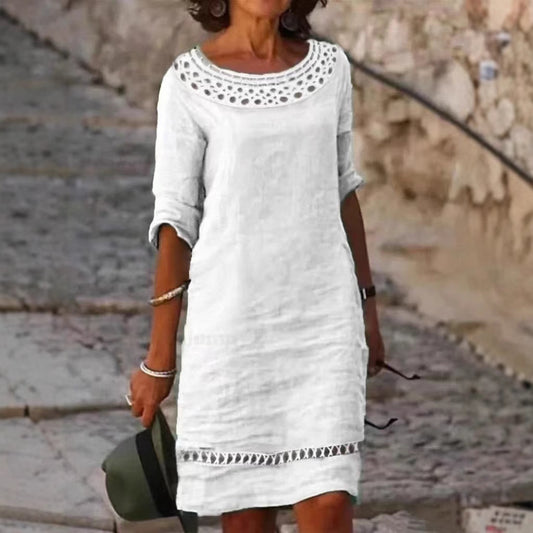 Robe d'été décontractée pour femmes avec col en crochet élégant et coupe intégrale Chic und Stil