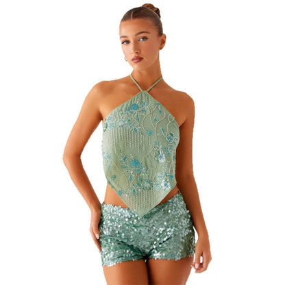 Dames Brillant Bustier et Short Set Chic und Stil