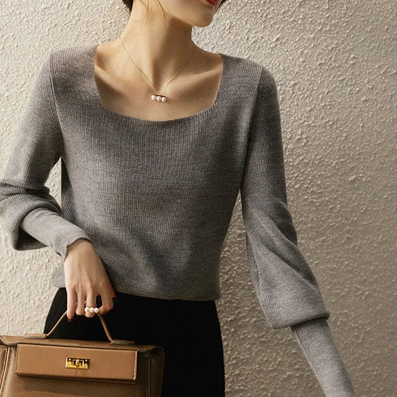 Pull en maille élégant pour femmes avec un joli décolleté carré et une coupe ample Chic und Stil