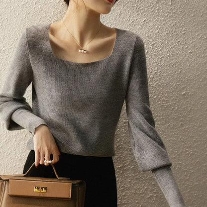 Pull en maille élégant pour femmes avec un joli décolleté carré et une coupe ample Chic und Stil