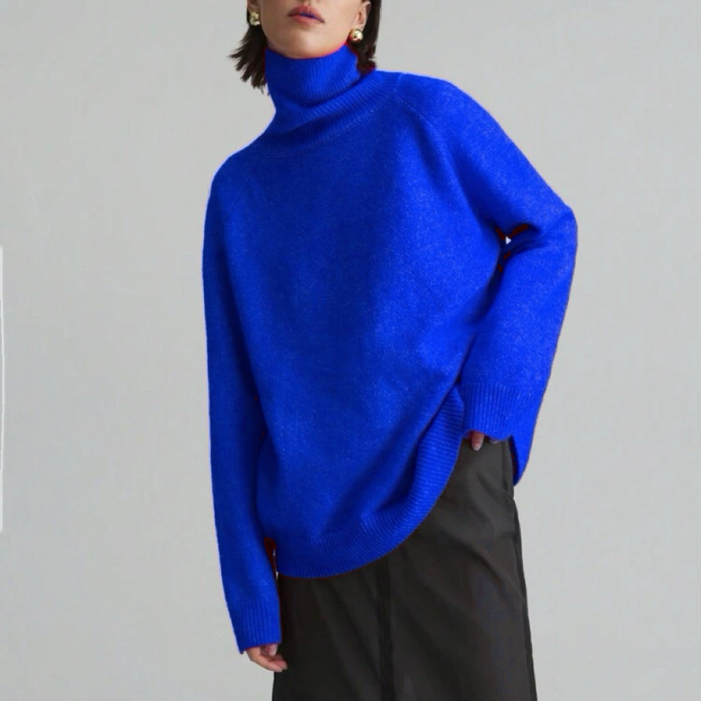 Pull à col roulé féminin à coupe oversize et texture fine Chic und Stil