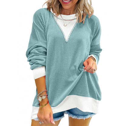 Pull décontracté pour femmes en matériau structuré avec décolleté en V Chic und Stil