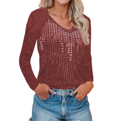 Dames élégant haut en tricot avec accents scintillants Chic und Stil