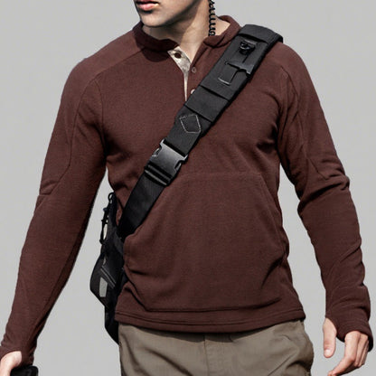 Men's fleece pullover with a stylish high collar and practical buttons Chic und Stil