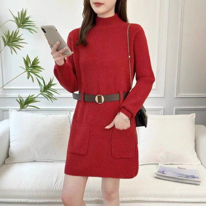 Robe en tricot pour femmes avec un col montant et des poches pratiques Chic und Stil