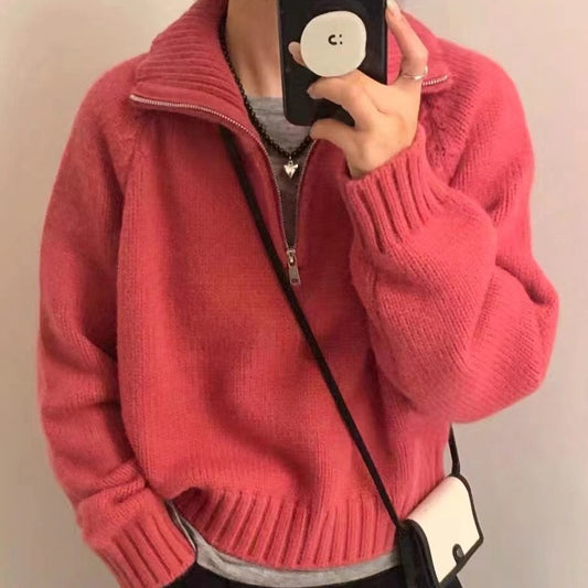 Femme pull en tricot doux avec des manches volumineuses et une taille élastique Chic und Stil