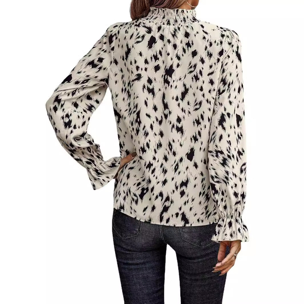 Chemisier pour femmes avec col volant et motif animalier Chic und Stil