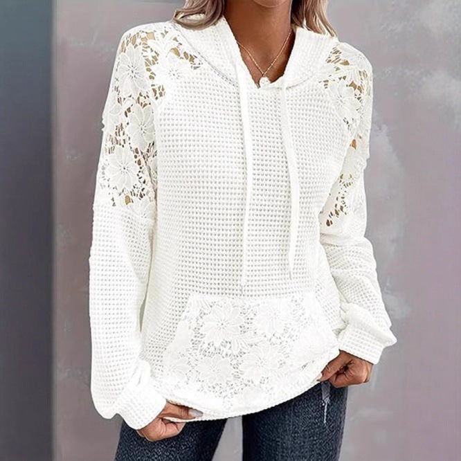 Pull surdimensionné pour femmes avec détails en dentelle et poche kangourou Chic und Stil