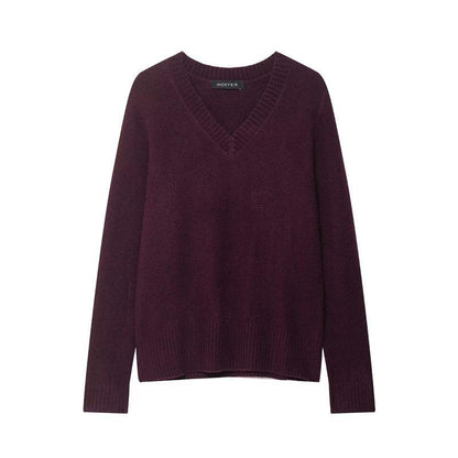 Pull-over en tricot à col en V pour femmes en mélange de coton de haute qualité Chic und Stil