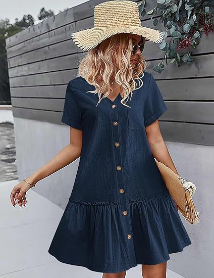 Robe décontractée pour femmes avec fermeture à boutons et volants Chic und Stil