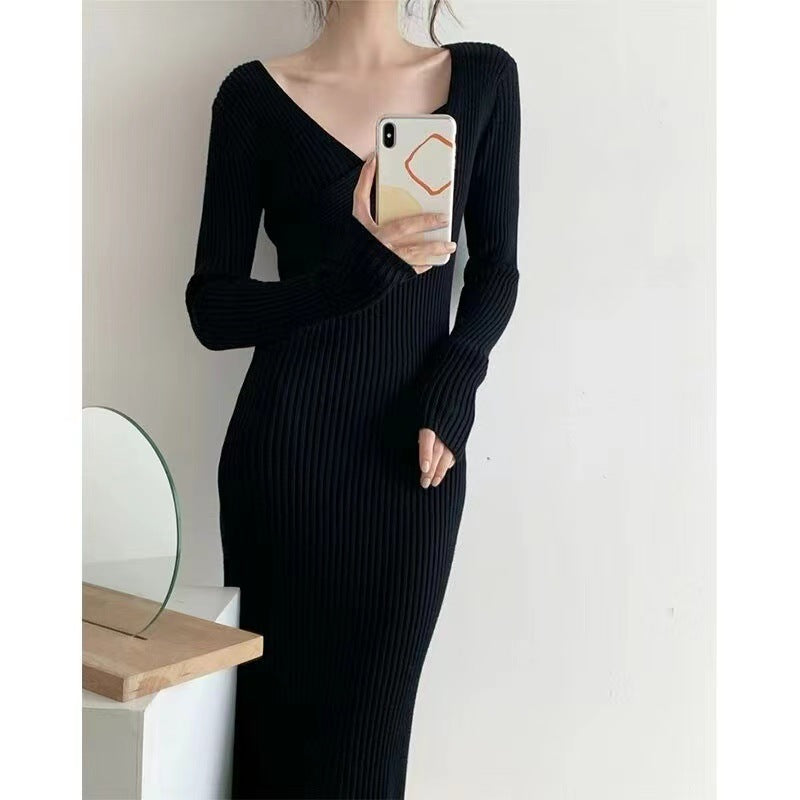 Robe tricot femme avec un élégant design Off-Shoulder et une fine structure côtelée Chic und Stil