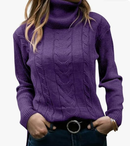 Pull en tricot pour femmes avec col montant et motif en relief à tresses Chic und Stil