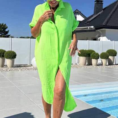 Robe de couverture à boutons en coton léger pour femme Chic und Stil