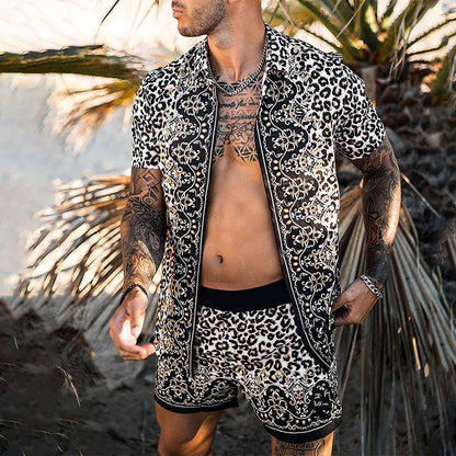 Hommes Tropical Print Décontracté Ensemble Court Chic und Stil