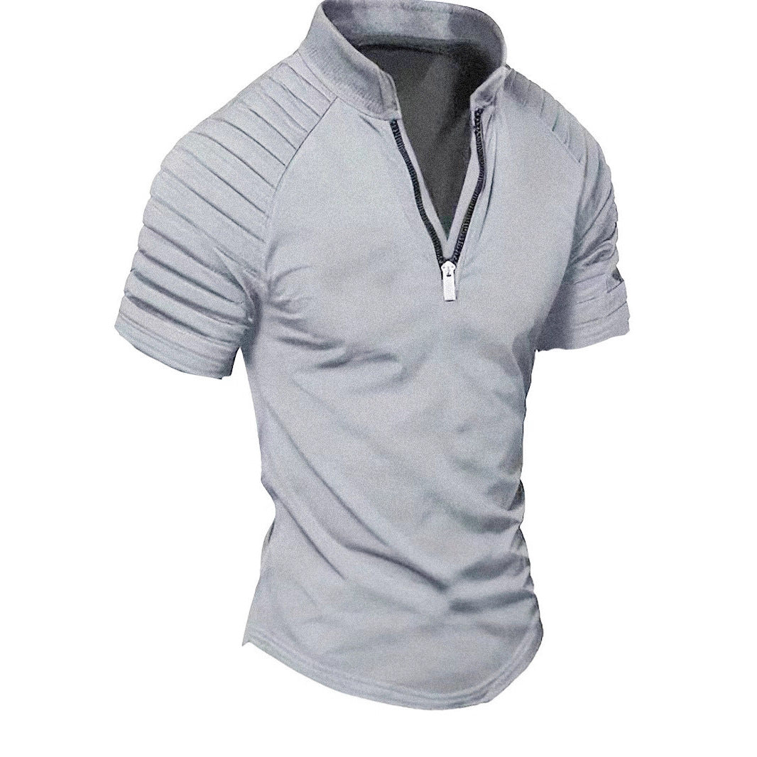 T-shirt de sport à manches courtes pour hommes avec fermeture éclair structurée Chic und Stil