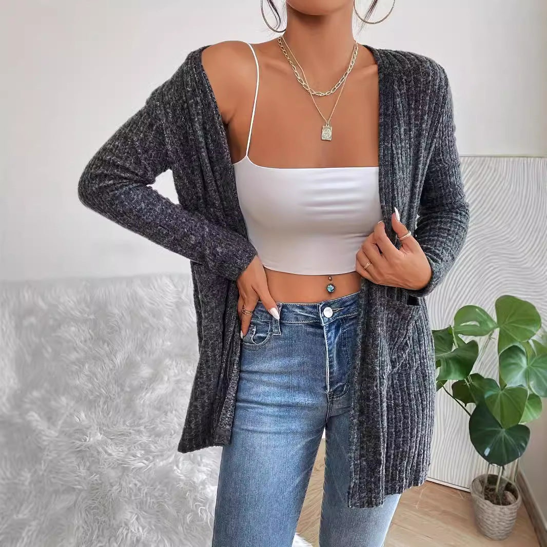 Veste en tricot pour femmes avec design côtelé texturé et poches pratiques Chic und Stil