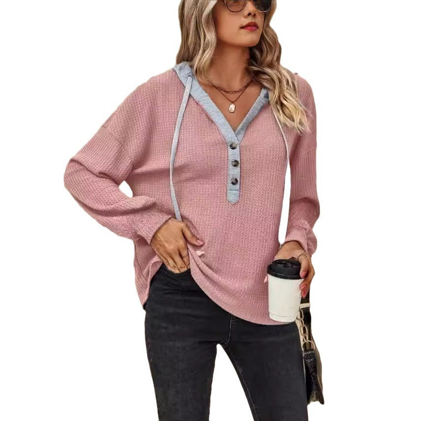 Dames Pull Overized avec Patte de Boutons Chic und Stil