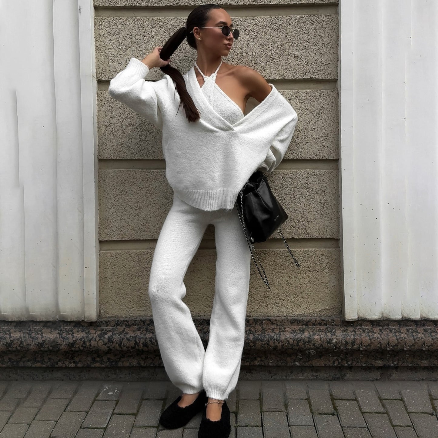Ensemble en tricot confortable pour femmes avec un pull décontracté et un pantalon confortable Chic und Stil