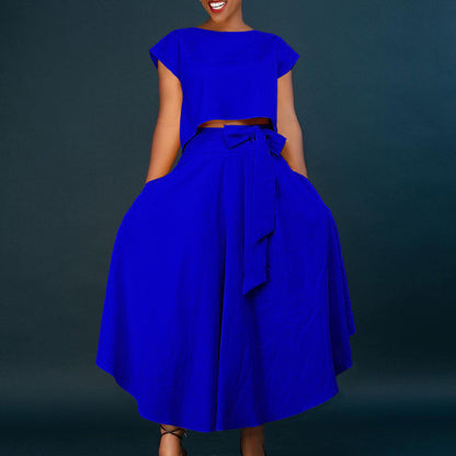 Robe maxi asymétrique pour femmes avec ceinture enroulée Chic und Stil