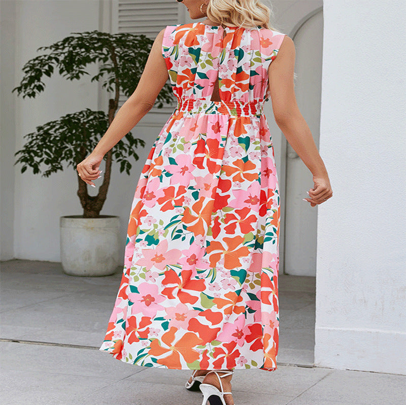 Robe maxi femme avec design floral et ceinture élastique Chic und Stil