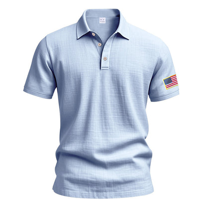 Polo sportif pour hommes avec motif de drapeau américain et technologie de régulation de l'humidité Chic und Stil