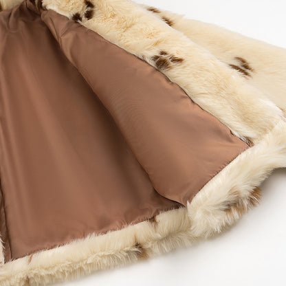 Faux fur animal print jacket for women with elegant collar Chic and Style