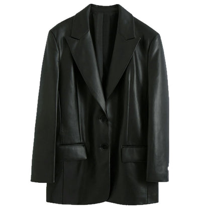 Dames élégante et raffinée veste blazer en cuir Chic und Stil