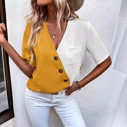 Chemisier tendance pour femmes avec boutonnière et design asymétrique Chic und Stil