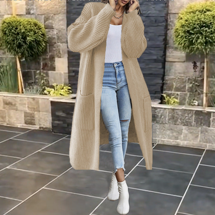 Dames Gros Tricot Cardigan avec poches profondes et manches larges Chic und Stil