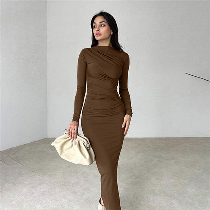 Dames Robe longue à manches raffinées avec coupe cintrée Chic und Stil
