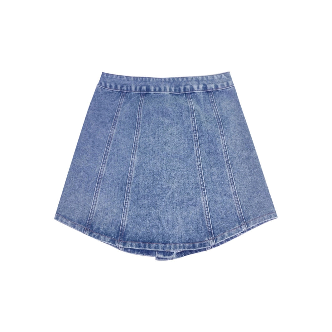 Jupe en jean pour femmes avec détail bouton et ourlet évasé Chic und Stil