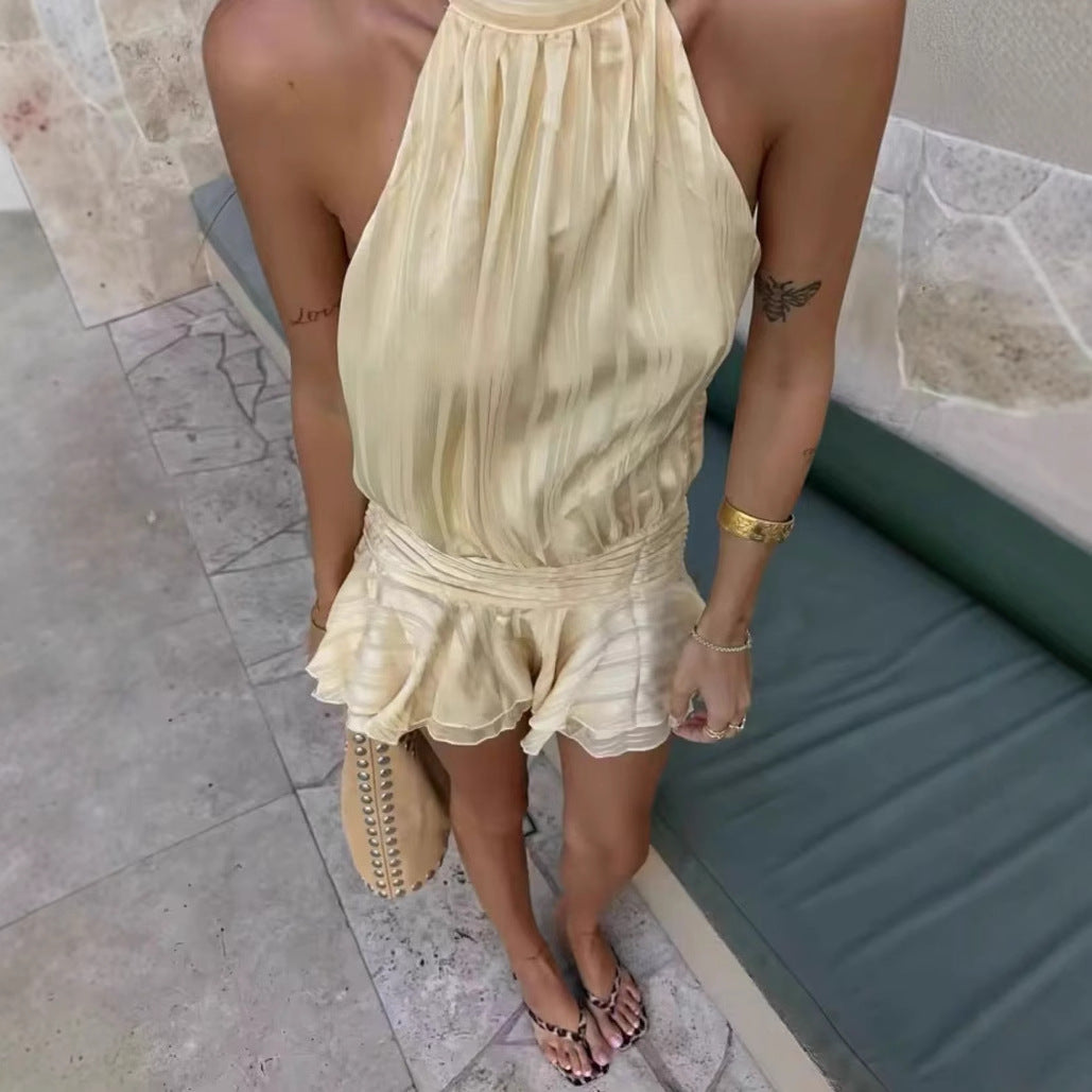 Dame Top à dos nu avec ourlet volants et taille élastique Chic und Stil