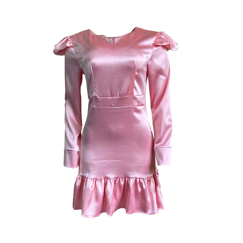 Robe mini scintillante pour femmes avec manches bouffantes et bas en volants Chic und Stil
