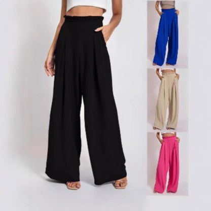 Loose high-waisted pants for women with pleats and elastic waist Chic and Style