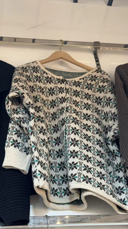 Pull en tricot pour femme avec motifs jacquard floraux et coupe confortable Chic und Stil