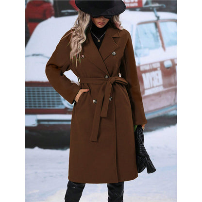 Chic and Style Double-Breasted Wool Coat for Women