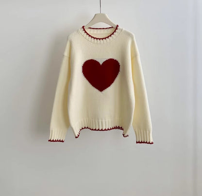 Pull en tricot pour femmes avec motif cœur et coupe décontractée Chic und Stil