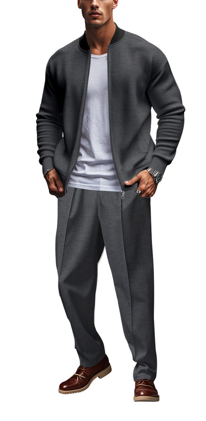 Veste à capuche sportive pour hommes avec fermeture éclair et pantalon d'entraînement assorti Chic und Stil