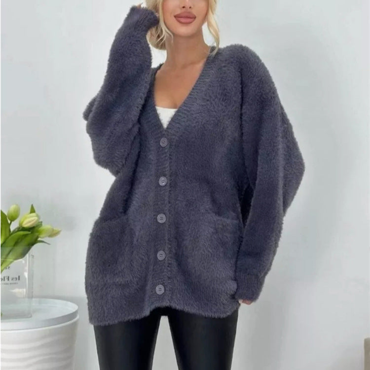 Dames cardigan en viscose douillet avec poches appliquées Chic und Stil